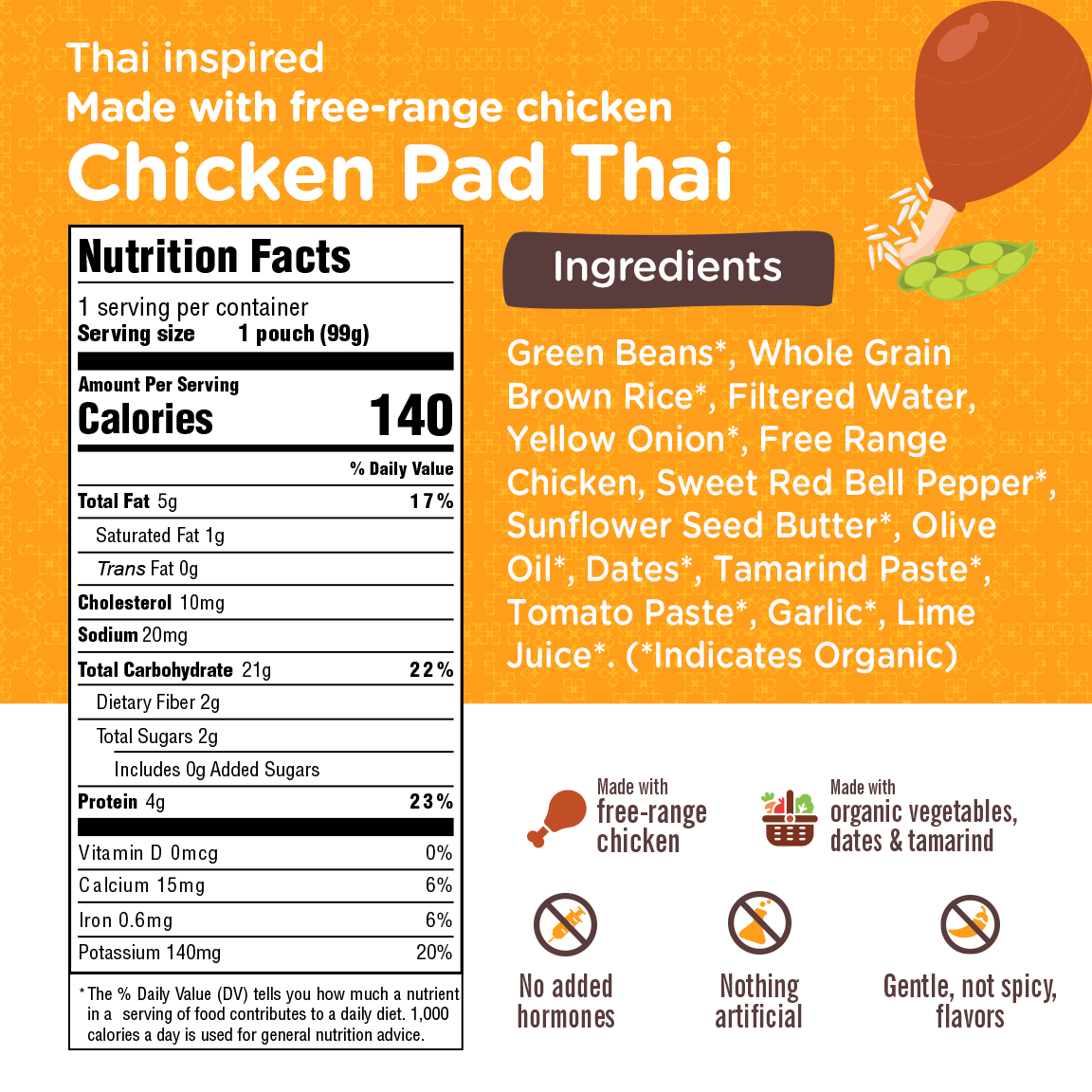 Free-Range Chicken Pad Thai - 6 Count